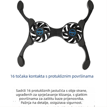 Notebook radiator – prijenosni sklopivi hladnjak na zrak, 2 ventilatora, kompatibilan s notebookom, ultrabookom, Playbookom