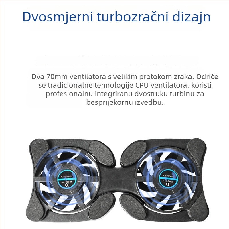 Notebook radiator – prijenosni sklopivi hladnjak na zrak, 2 ventilatora, kompatibilan s notebookom, ultrabookom, Playbookom