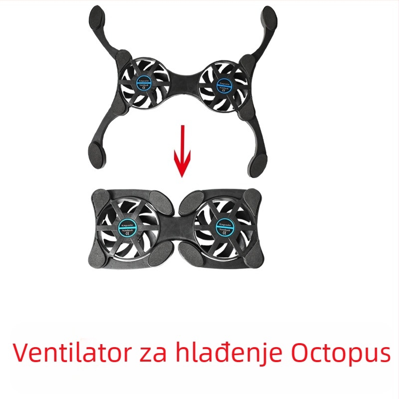 Notebook radiator – prijenosni sklopivi hladnjak na zrak, 2 ventilatora, kompatibilan s notebookom, ultrabookom, Playbookom