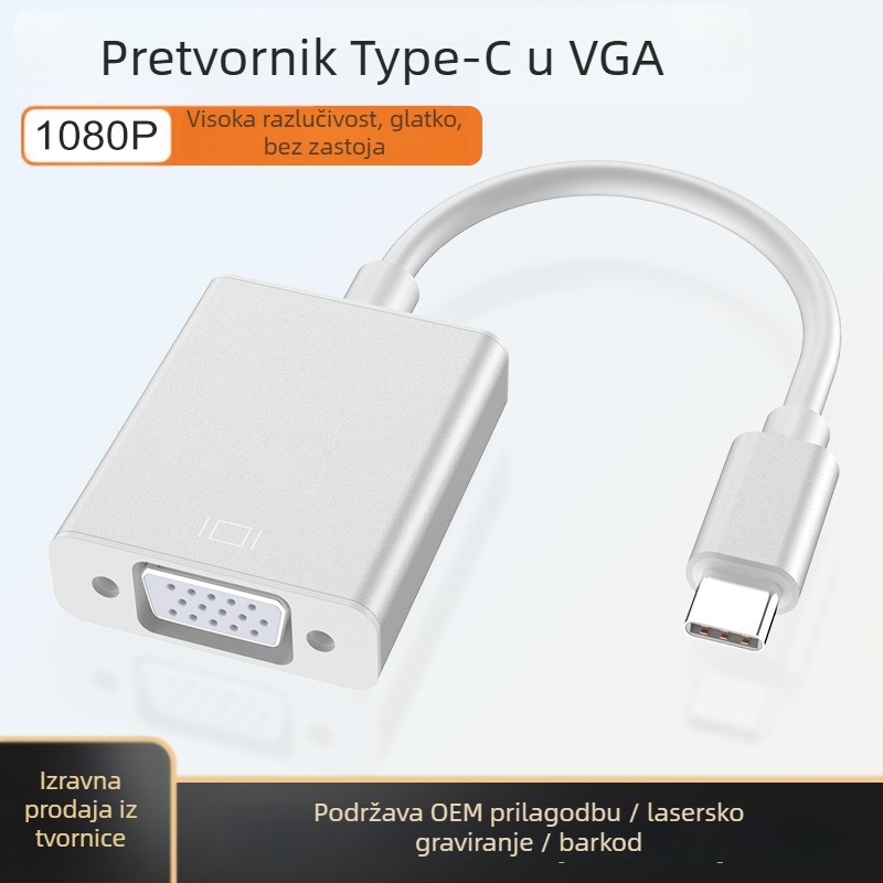 HC-TC02 Type-C na VGA adapter kabel, bakreno jezgro