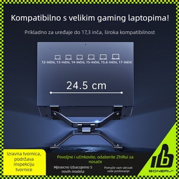 Aluminijski nosač za laptop – podesiva visina, podizni tip, univerzalna podrška za laptop, visi držač za tablet i rashladna baza