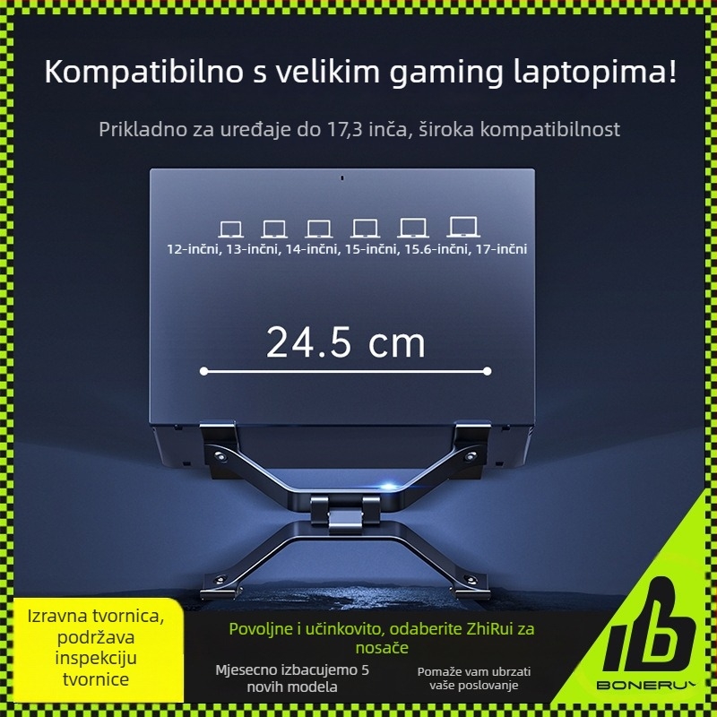 Aluminijski nosač za laptop – podesiva visina, podizni tip, univerzalna podrška za laptop, visi držač za tablet i rashladna baza