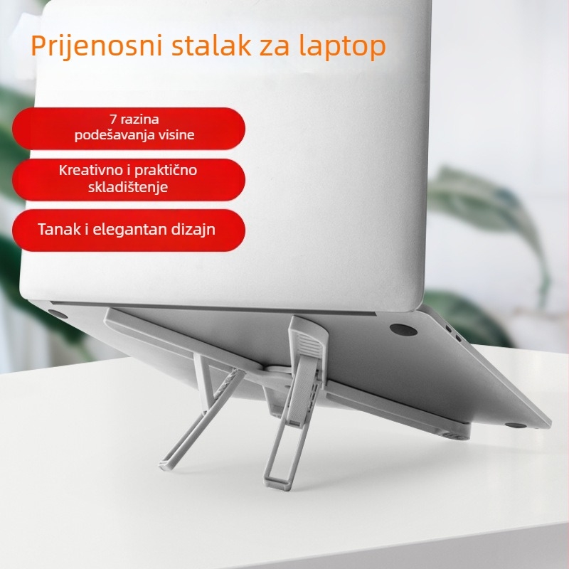 Podržač za hlađenje prijenosnika s sklopivim i visinsko prilagodljiv dizajnom, plastična konstrukcija, kompatibilan s notebookima, ultrabookovima i Playbookom