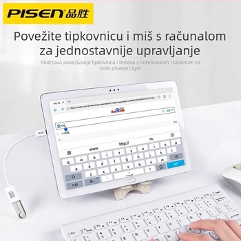 Pisen Type-C OTG data kabel – USB 3.0 OTG adapter za Huawei Android telefone, duljina 0.15 m, jednostrani konektor