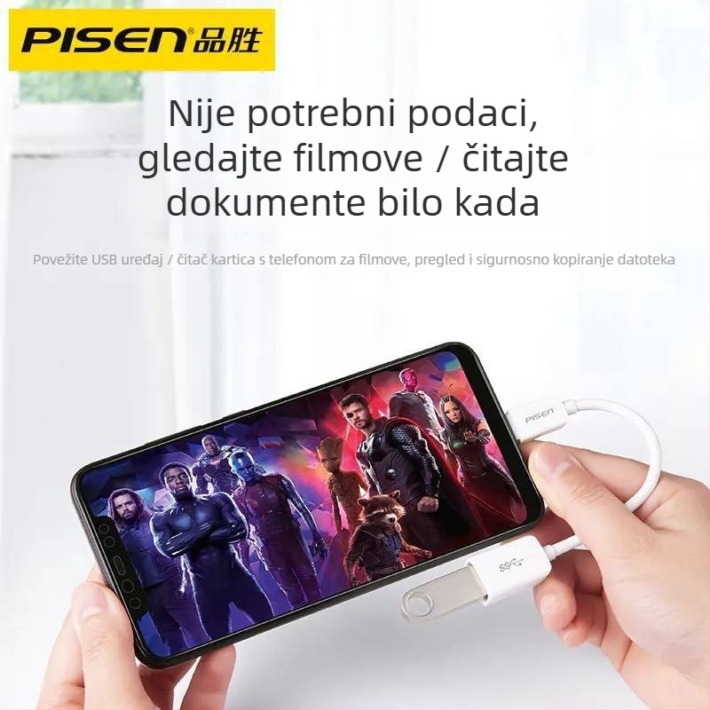 Pisen Type-C OTG data kabel – USB 3.0 OTG adapter za Huawei Android telefone, duljina 0.15 m, jednostrani konektor