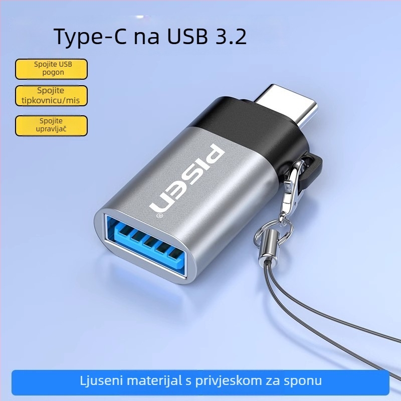 Pisen Type-C OTG data kabel – USB 3.0 OTG adapter za Huawei Android telefone, duljina 0.15 m, jednostrani konektor