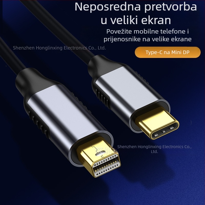 Patch kabel USB-C na Mini DisplayPort, čip CPY2119C, DP sučelje, 10000 Mbps, bakar tinirano jezgro