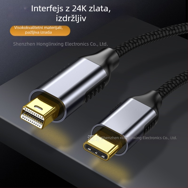 Patch kabel USB-C na Mini DisplayPort, čip CPY2119C, DP sučelje, 10000 Mbps, bakar tinirano jezgro