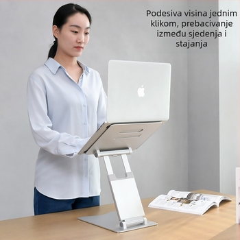 Držač za notebook od aluminijske legure – podizni, sklopni, s rashladnom bazom, kompatibilan s univerzalnim modelom, težina 1,93 kg