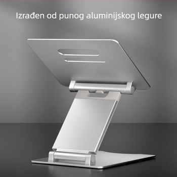 Držač za notebook od aluminijske legure – podizni, sklopni, s rashladnom bazom, kompatibilan s univerzalnim modelom, težina 1,93 kg