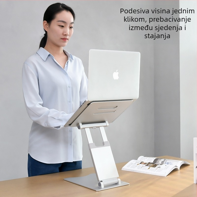Držač za notebook od aluminijske legure – podizni, sklopni, s rashladnom bazom, kompatibilan s univerzalnim modelom, težina 1,93 kg