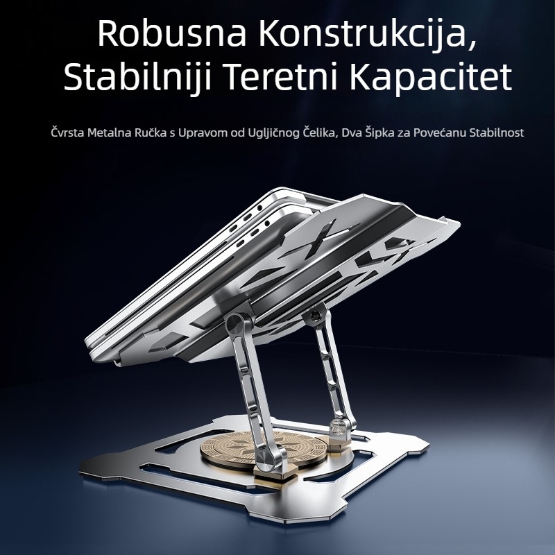 Stojak za laptop s 360° rotacijom, model L205-b, karbonsko čelika, univerzalna kompatibilnost, težina 2 kg
