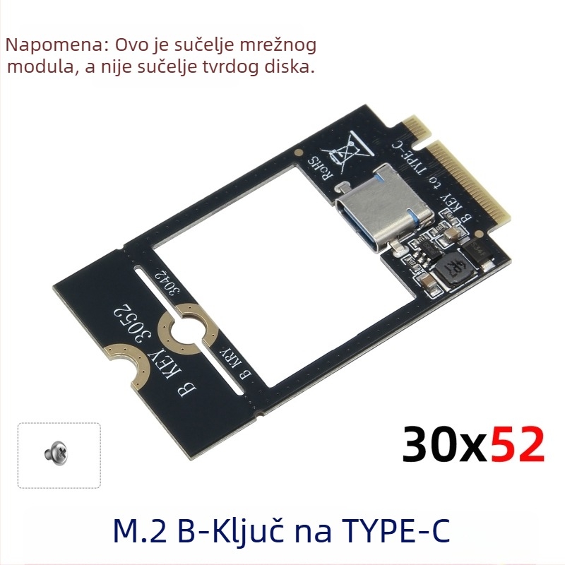 Adapter kartica: M.2 B-Key sučelje na USB 3.0 Type-C, WWAN modul proširenje