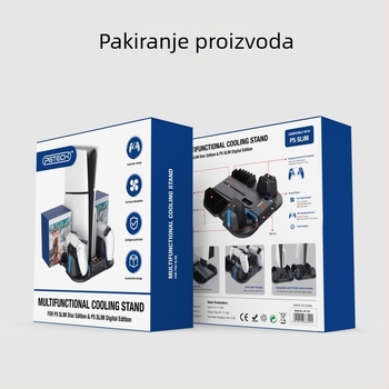 PS5 Pro/PS5 Slim baza za hlađenje s punjenjem kontrolera i pohranom kartica za igre (ABS)