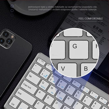 K019 Bluetooth bežična tipkovnica - 78 tipki, kompaktna, ergonomska, višeznačna, za telefone, tablete i računala