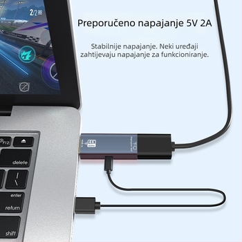 HDMI na DP adapter, konverter 4K60Hz za prijenosno računalo i vanjski monitor, prikaz 60/144 Hz