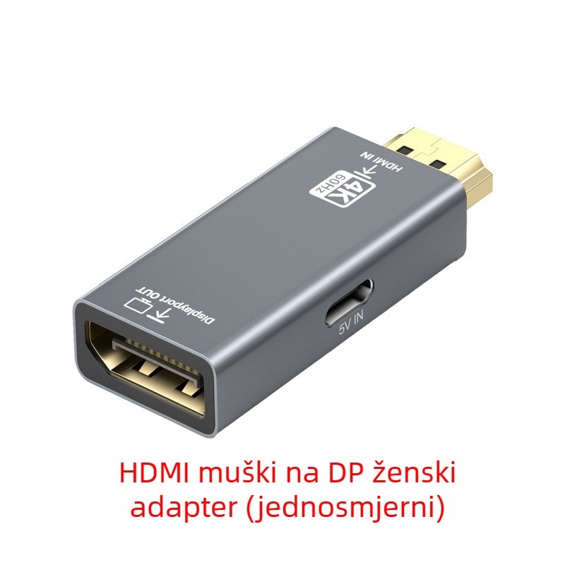HDMI na DP adapter, konverter 4K60Hz za prijenosno računalo i vanjski monitor, prikaz 60/144 Hz