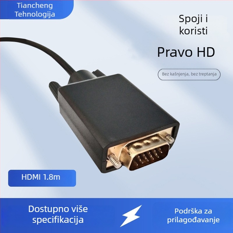 HDMI na VGA kabel, CS5210 čip, podrška 1080p, duljina 1.8 m