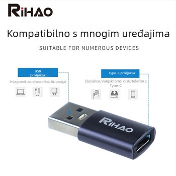 RIHAO OTG Type-C na USB 3.0 adapter, 10Gbps, model Z10/Z11, jednoportni