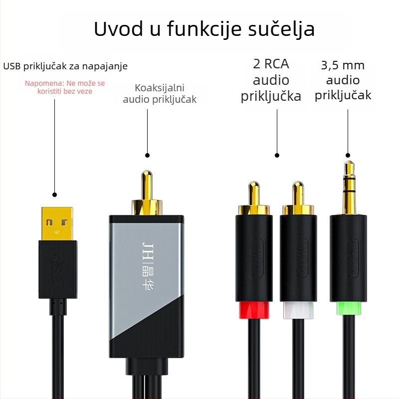 Koaksijalni SPDIF audio kabel, adapter kabel, koaksijalno sučelje, bakreno jezgro, jedan izlazni konektor, za televizore Huawei, Skyworth i Hisense — digitalni izlaz zvuka