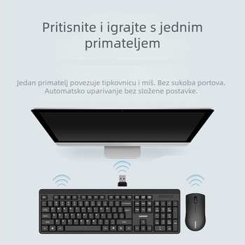 Lenovo Kn210 bežični set tipkovnice i miša – ergonomski dizajn, Bluetooth tipkovnica i Bluetooth miša, 1200 DPI