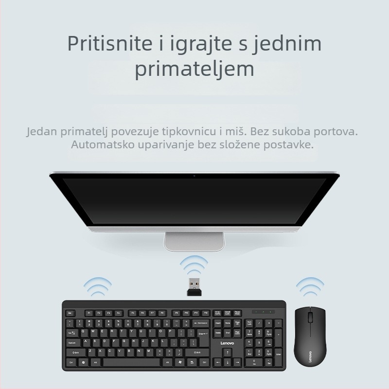Lenovo Kn210 bežični set tipkovnice i miša – ergonomski dizajn, Bluetooth tipkovnica i Bluetooth miša, 1200 DPI