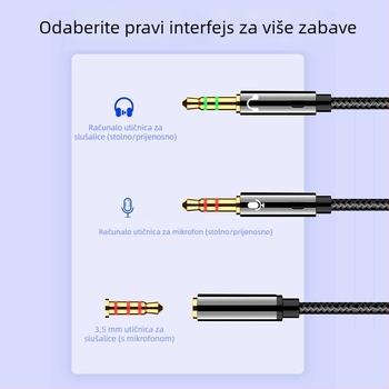 Adapter kabel za slušalice i mikrofon za stolno računalo