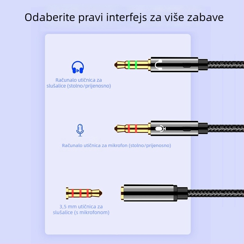 Adapter kabel za slušalice i mikrofon za stolno računalo