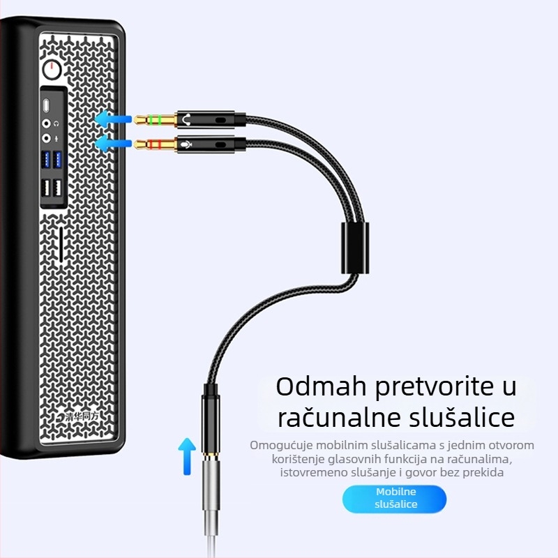 Adapter kabel za slušalice i mikrofon za stolno računalo