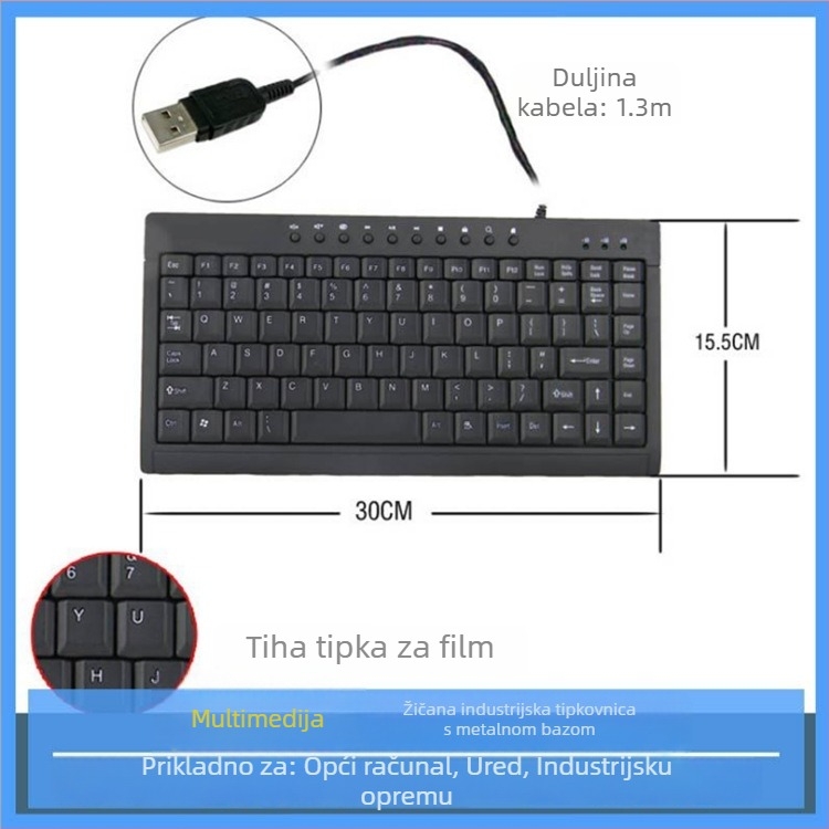 L-100 laptop tipkovnica, 88 tipki, žična, metalno kućište