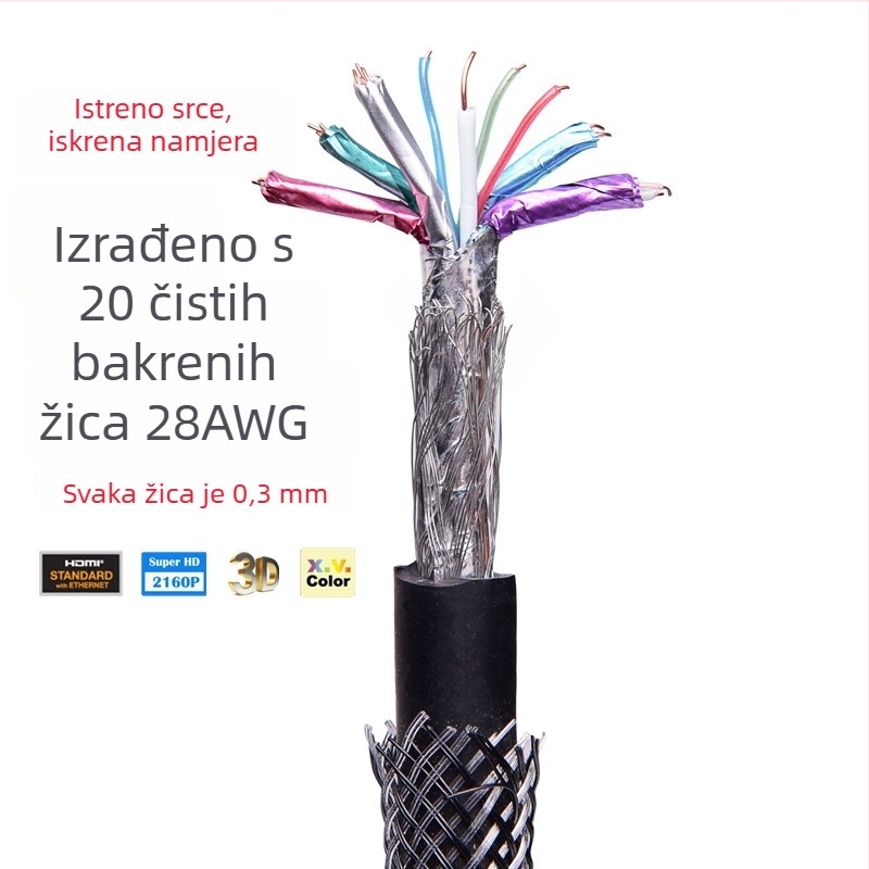 HDMI kabel 4K, muški na muški, pozlaćen, bakar bez kisika, 60 Hz