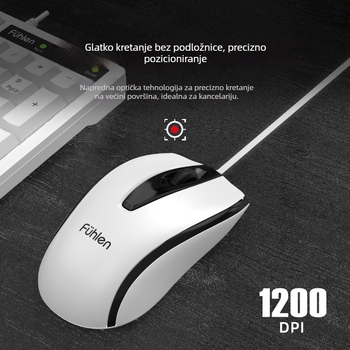 L650 kabelski set tipkovnice i miša – USB, 1000dpi optički, 1,5 m kabel, ergonomski dizajn