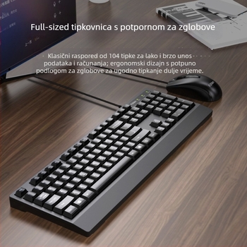 L650 kabelski set tipkovnice i miša – USB, 1000dpi optički, 1,5 m kabel, ergonomski dizajn