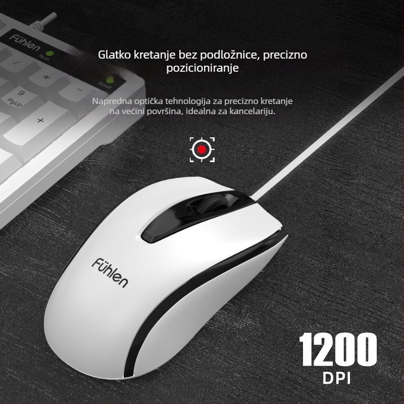 L650 kabelski set tipkovnice i miša – USB, 1000dpi optički, 1,5 m kabel, ergonomski dizajn