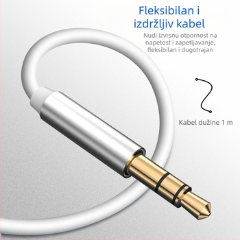 Apple Aux auto audio kabel 8P–na 3,5 mm adapter kabel, audio linija, bakrena žica, cinkovano jezgro