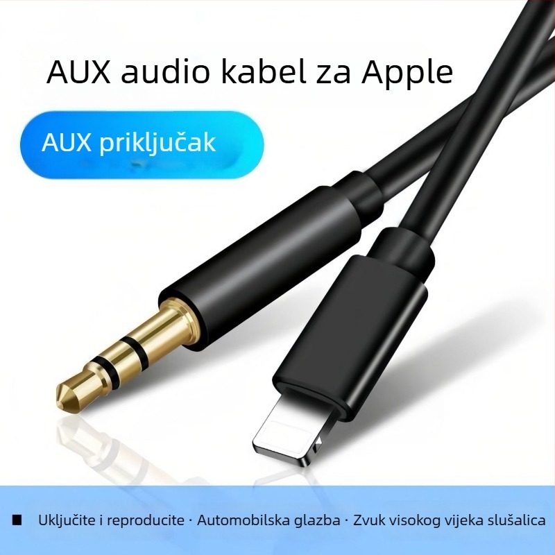 Apple Aux auto audio kabel 8P–na 3,5 mm adapter kabel, audio linija, bakrena žica, cinkovano jezgro