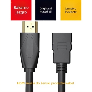 HDMI produžni kabel, HDMI muški na HDMI ženski, HDMI 2.0, 4K, pozlaćen, bakar bez kisika