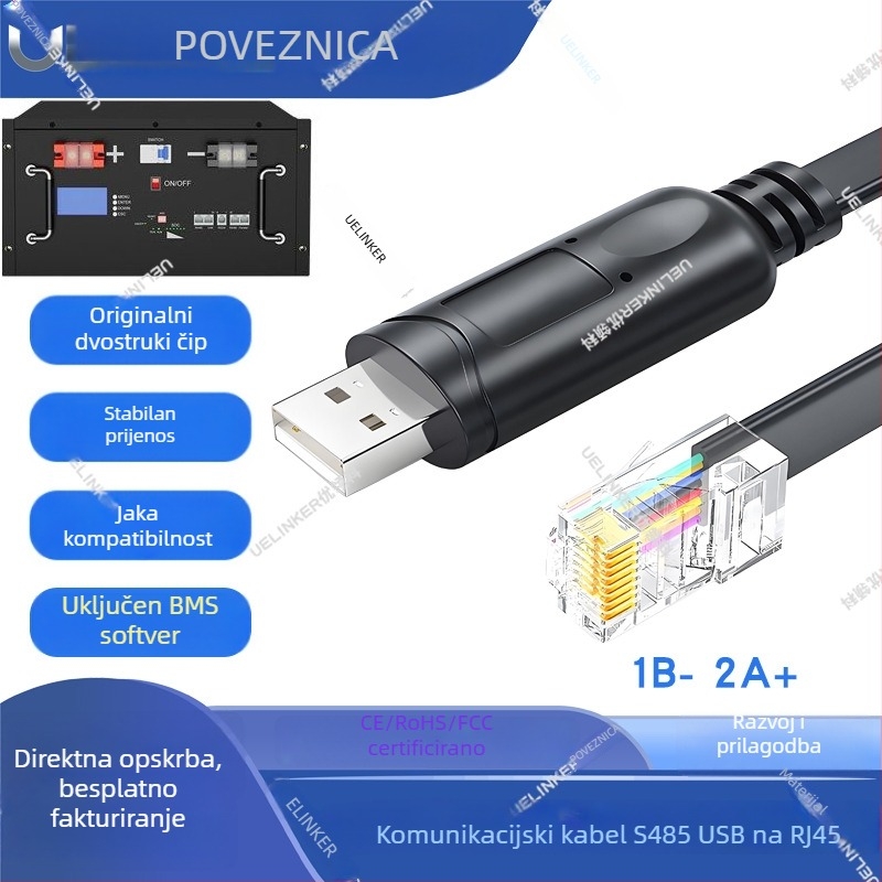 RS485 USB RJ45 RJ12 serijski kabel za nadzor litijskih baterija u BMS sustavima pohrane energije