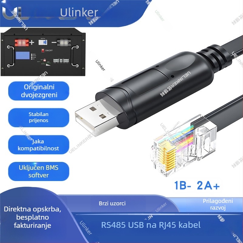 RS485 USB RJ45 RJ12 serijski kabel za nadzor litijskih baterija u BMS sustavima pohrane energije
