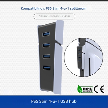 PS5 Slim USB 2.0 4-portni proširivački hub za PS5 Slim konzolu