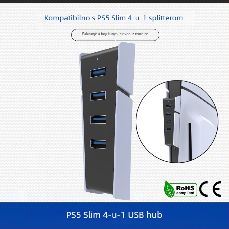PS5 Slim USB 2.0 4-portni proširivački hub za PS5 Slim konzolu