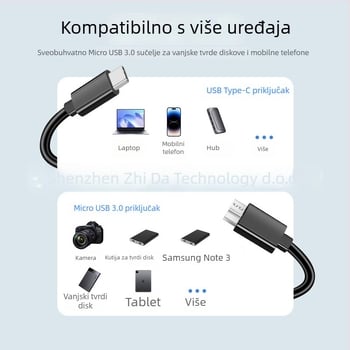 USB kabel za podatke — adapterski kabel, bakrena vodljivost, kućište injekcijskog oblikovanja