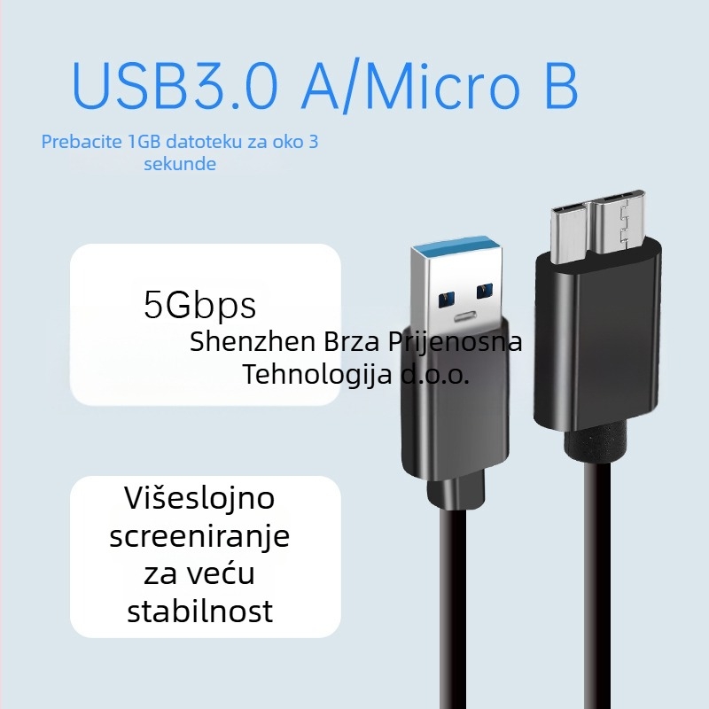 USB kabel za podatke — adapterski kabel, bakrena vodljivost, kućište injekcijskog oblikovanja