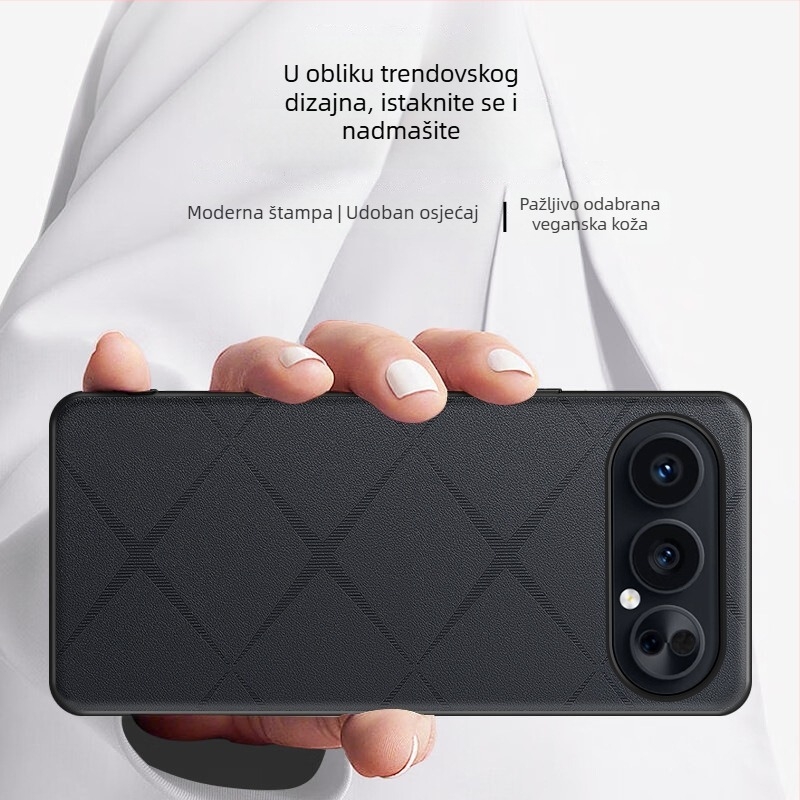 Kućište za Honor 500/500Pro – otporno na padove, tekstura imitacije kože, potpuna zaštita leće i kućišta, 2-u-1 elegantan stil, X otisak, Crna