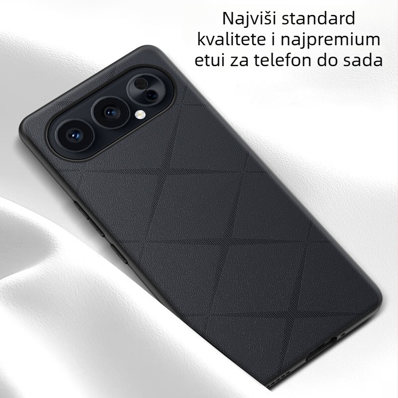 Kućište za Honor 500/500Pro – otporno na padove, tekstura imitacije kože, potpuna zaštita leće i kućišta, 2-u-1 elegantan stil, X otisak, Crna