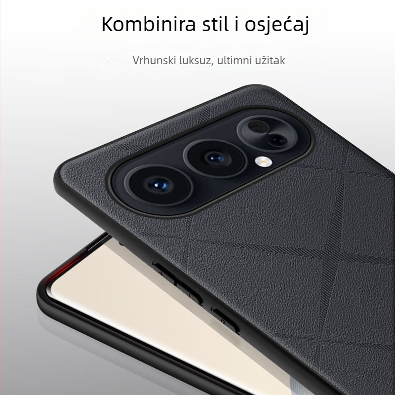 Kućište za Honor 500/500Pro – otporno na padove, tekstura imitacije kože, potpuna zaštita leće i kućišta, 2-u-1 elegantan stil, X otisak, Crna