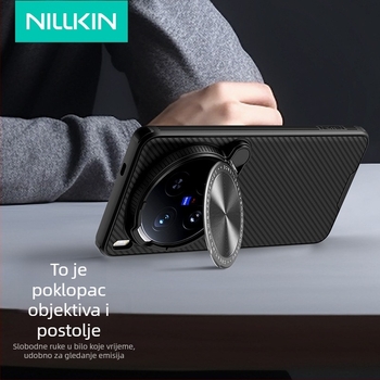 Nillkin Crna futrola Black Mirror Pro s držačem leće za Vivo X200 Ultra – zaštita od špijuniranja