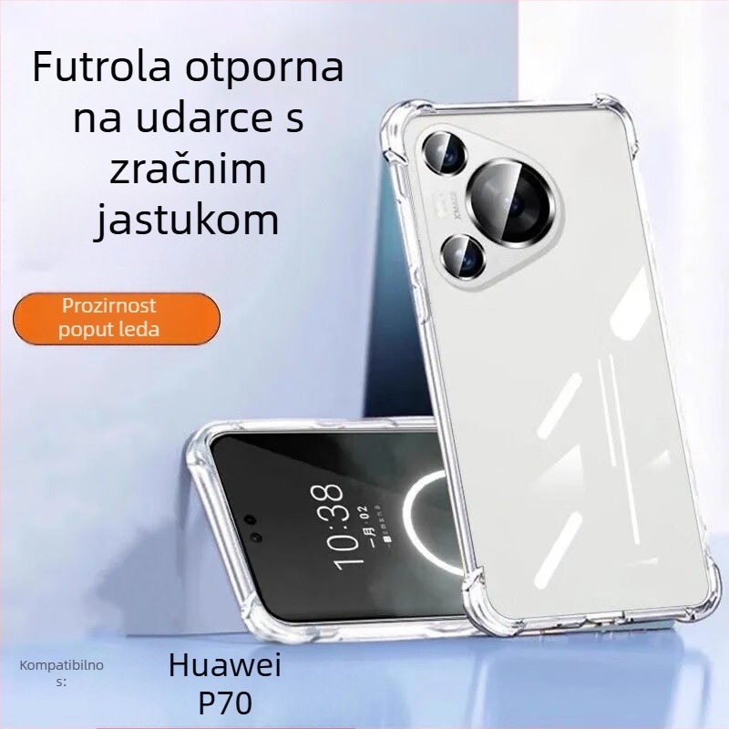 Prozirna futrola s airbagom za Huawei Pura70, 70 Pro+, 70 Ultra – potpuna zaštita i zaštita leće na četiri kuta