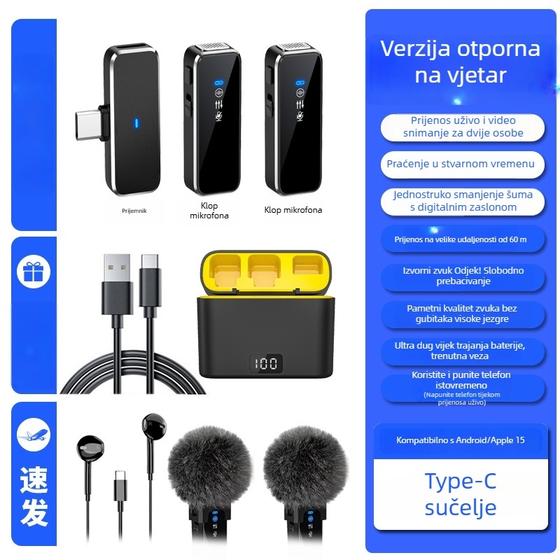 Kensouya M3 lavalier mikrofon za live streaming, food vlog, snimanje na mobitel, vanjska upotreba i računalo
