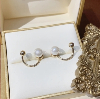 Korejski stil: naušnice s metalnom sferom i biserom, klipsne za uho, S925 srebro, pozlaćeno, svježe i slatko